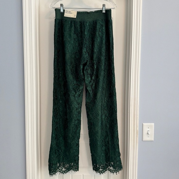 NEW Soft Surroundings Small Green Lace Wide Leg Full Length Pants Festive - Picture 3 of 9